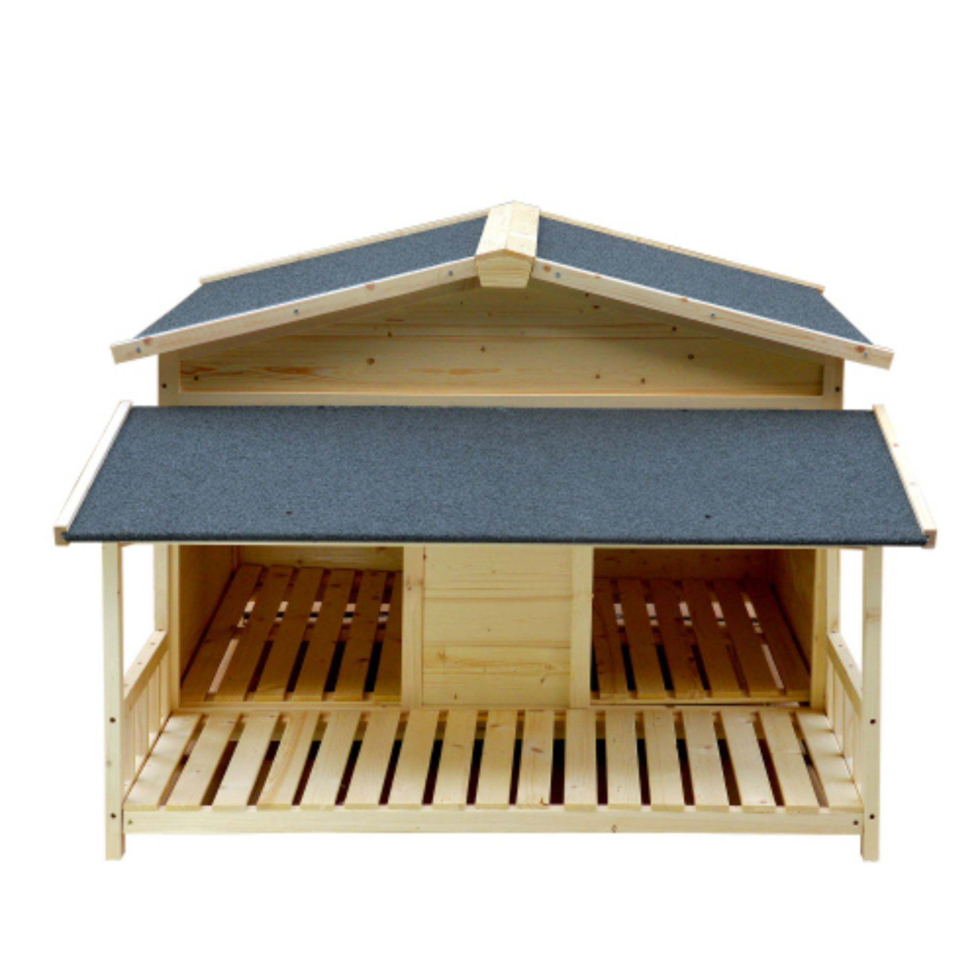 Tucker Murphy Pet™ Densil Natural/Navy Wood Dog House | Wayfair